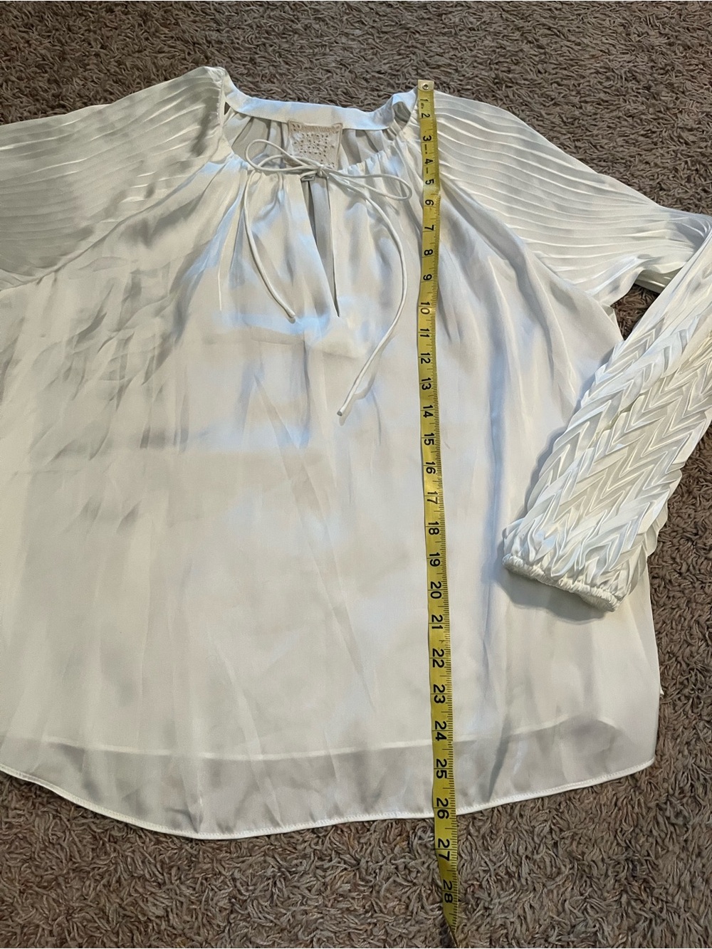 JOHNNY WAS Jade Gemma Pleated Blouse in White Sz M Like New Statement Sleeves - Picture 11 of 11